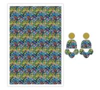 Lot de 10 feuilles de transfert colorées pour boucles d'oreilles et argile polymère, jolies fleurs solubles dans l'eau pour argile polymère, loisirs créatifs, bijoux, boucles d'oreilles, 14 x 8 cm