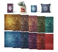 Lot de 10 feuilles de transfert insolubles - Papier de sublimation pailleté pour t-shirts, tasses, sous-verres, tasses, 30,5 x 30,5 cm (doré, vert, bleu, violet, marron)