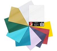 Lot de 10 feuilles DIN A4 - Film pour traceur - 621/631 - Film autocollant - En vinyle - Pour la découpe, le bricolage, les autocollants et l'étiquetage - 29,7 x 21 cm (multicolore mat)