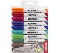 Lot De 10 Feutres Pour Tableau Blanc - Pointe Ogive - Kores Blanc G
