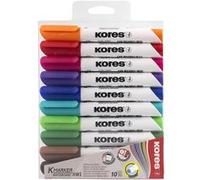 Kores - K-Marker XW1 : Marqueurs de Couleur pour Tableau Blanc avec Pointe Ronde, Effaçable à Sec et Encre à Faible Odeur, Fournitures Scolaires et de Bureau, Paquet de 10 Couleurs Assorties