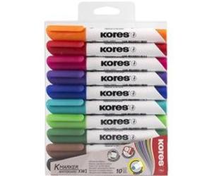 Lot De 10 Feutres Pour Tableau Blanc - Pointe Ogive - Kores Blanc G