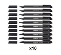 STABILO pointMax - Stylo feutre - Lot x 10 feutres d'écriture pointe moyenne 0,8 mm - Noir