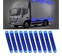 lot de 10 feux de gabarit lateraux, 8 LED 12-24V Stroboscopique Feux de Position Latéraux à Lampe d'avertissement Universel pour camion, remorque, camping-car, camionnette, tracteur, bateau (bleu)