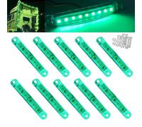 Lot de 10 feux de gabarit latéraux à LED vertes - 12-24 V 9 LED étanches pour remorque, camion, camping-car, bateau, camping-car, fourgonnette - Feux de gabarit avant/arrière,feux de position durables