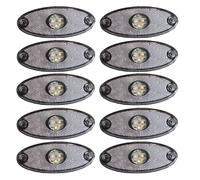 Lot de 10 feux de gabarit LED ovale avant blanc 12 V pour camion, caravane, remorque, camionnette, camping-car, bus