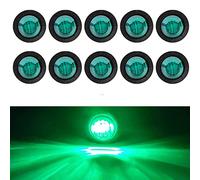 Lot de 10 Feux de Position Ronds LED Avant arrière 24 V 3/4" pour Camion, Camping-Car, Voiture, Bus, remorque, Caravane, Bateau, étanche, Vert