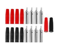 Lot de 10 Fiches Banane 4mm Professionnelles, Connecteurs Isolés avec Prises Banane 4mm, Raccord pour 24A Haute Intensité, Fiche Banane Femelle (Rouge/Noir)