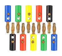 Lot de 10 fiches Bananes plaquées Or U54 avec vis Fixes pour Tester Rouge Noir Jaune Vert Bleu 4 mm ABS cuivre Rouge