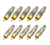 Lot de 10 fiches en alliage 5 rouges et 5 connecteurs mâles noirs pour équipement audio professionnel