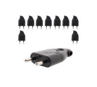 Zenitech - Lot de 10 fiches mâles 2P 6A latérales - Noir Noir G