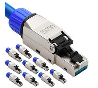 Lot de 10 fiches RJ45 CAT 8 - Fiche réseau sans outil pour Ethernet, câble de pose et câble réseau | Compatible Gigabit, STP blindé, 40 Gbit/s, contacts plaqués or