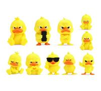 Lot de 10 figurines de canards amusants avec impression 3D - Mini canards | 10 motifs de canards - Décoration de bureau pour la maison, le bureau, la bibliothèque, la voiture et comme cadeau
