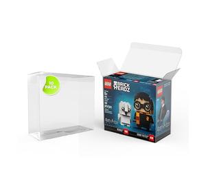 Lot de 10 films de protection en PET compatibles avec Lego Brickheadz - Pour collectionneurs - Vitrine PET de 0,5 mm d'épaisseur - Boîte de rangement (10 unités, 15,8 x 7,4 x 14,4 cm)