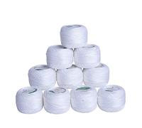 Lot de 10 fils de coton pour crochet - 10 g - 85 m - Pelotes de fil à crochet en coton pour tatouage, broderie, motifs, couvertures, gants et appliques (blanc)