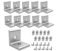 Lot de 10 fixations pour profilé en aluminium, 30 x 30 cm, angle d'angle en aluminium avec vis, connecteur d'angle pour fixation de profilés en aluminium