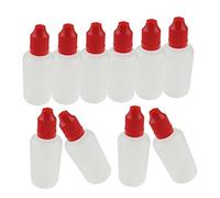 Lot de 10 flacons compte-gouttes vides en plastique avec bouchon rouge 30 ml