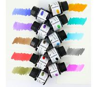 Lot De 10 Flacons D'encre De Couleurs Assorties, 35 Ml (Bleu, Rouge, Noir)