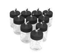 Lot de 10 flacons en verre transparent avec pompe en acier inoxydable pour aérographe - Kit de tasse de peinture professionnelle avec capacité de 22 cc - pour modèle d'aérographe