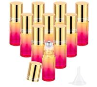 Lot de 10 flacons roller en verre avec couvercle doré Protection UV 5 ml, Dégradé jaune-rose