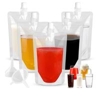 Lot de 10 flasques en plastique avec entonnoir - Sacs réutilisables, anti-fuite, sans BPA pour boissons, voyages, sports de plein air, concerts, événements (bouche droite, 355 ml)