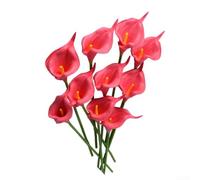 Lot de 10 fleurs artificielles de lys calla pour décoration d'intérieur élégante, 34 cm de long, faciles à organiser pour toutes les occasions (rose)