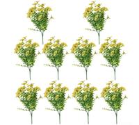 Lot de 10 fleurs artificielles d'extérieur résistantes aux UV - Fleurs sauvages réalistes - Arbustes de verdure - Fleurs en plastique pour jardin et décoration extérieure (jaune)