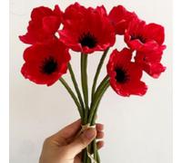 Lot de 10 fleurs de coquelicot artificielles en soie synthétique qui ne se décolorent pas pour cuisine, centre de table, mariage, vacances, bouquet de mariée, décoration de fête (rouge)
