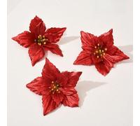 Lot de 10 fleurs de sapin de Noël à paillettes pour couronne de 12,5 cm