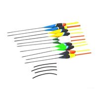 Lot de 10 flotteurs de pêche colorés fabriqués à partir de bois de sapin chinois pour rivières d'eau douce et salée, lacs, ruisseaux, kit de dix pièces avec cinq tailles pour la détection sensible des