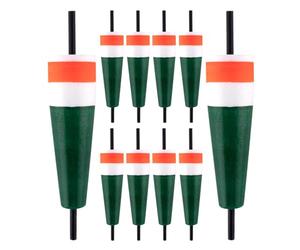 Lot de 10 flotteurs de pêche pour poissons | Liège mousse avec poids pour eau douce comme la perche, la truite et le poisson-chat