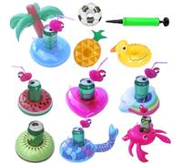 Lot de 10 flotteurs de piscine pour adultes - Plateau flottant avec joli design - Accessoire gonflable pour plage, lac, natation, spa, extérieur