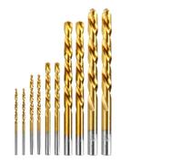 Lot de 10 forets à main gauche HSS à tige droite 2 mm à 75 mm Doré pour extracteur de vis, boulons, extracteurs de perçage cassés endommagés et tâches d'inversion