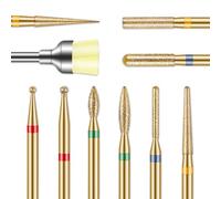 Lot de 10 forets à ongles diamantés de 3/32" pour perceuse à ongles E - Pour manucure et pédicure en gel acrylique - Outils de soins des ongles en salon et à domicile - Doré