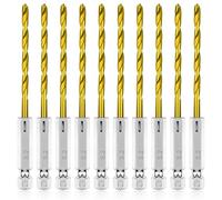 Lot de 10 forets hélicoïdaux HSS 1/8 pour métal - Changement rapide Impact Control - Titane - Pour métal et acier inoxydable - Qualité professionnelle - Longue durée de vie - Bois et plastique - 3,2