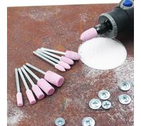 Lot de 10 forets pour pierre de meulage montés en oxyde d'aluminium rose - Embouts abrasifs rotatifs pour Dremel et autres outils rotatifs