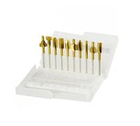 Lot de 10 fraises à bois HSS 1/8" avec revêtement en titane, mini fraise à bois de 3 mm, for Dremel, ensemble rotatif, outil de menuisier avec étui(10PC J box)