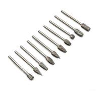 Lot de 10 fraises à double coupe en carbure de tungstène de 6 mm pour couper les bords, outil de tige de meuleuse rotative pour le travail des métaux, tige hexagonale de 3 mm, argent