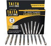 Lot de 10 fraises à double coupe en carbure,Tige de 3 mm,Embouts de coupe rotatifs,Accessoires pour Dremel, Fordom, Flex Shaft,Pour la sculpture sur bois, le travail du métal et la gravure.