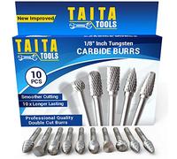 Lot de 10 fraises à double coupe en carbure,Tige de 3 mm,Embouts de coupe rotatifs,Accessoires pour Dremel, Fordom, Flex Shaft,Pour la sculpture sur bois, le travail du métal et la gravure.