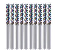 Lot de 10 fraises carrées en carbure de tungstène de 3,175 mm pour applications en cuivre d'aluminium, 3 flûtes, diamètre de coupe, tige de 3,175 mm, revêtement DLC, embouts de fraisage CNC, embouts