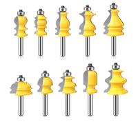 Lot de 10 fraises de toupie for moulage architectural, tige de 8 mm, fraises for main courante, base de boîtier, outils de fraisage for le travail du bois CNC