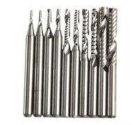 Lot de 10 fraises en carbure pour défonceuse CNC avec design de cannelure en O, Upcut, tige de 20,3 cm, fraise en spirale pour acrylique, PVC, MDF, coupe du bois