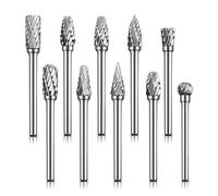 Lot de 10 fraises en métal dur Dremel à double coupe pour meulage, sculpture, polissage du métal, gravure, perçage