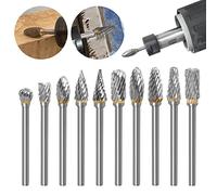 Lot de 10 fraises rotatives à double coupe en carbure de tungstène avec tige de 0,3 cm et tête de 0,6 cm pour le travail du bois, le perçage, la sculpture et la gravure