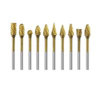 Lot de 10 fraises rotatives de précision en alliage d'acier avec double rainure pour la gravure du métal et le traitement des moules