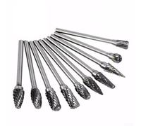 Lot de 10 fraises rotatives en carbure avec tige de 3 mm et tête de coupe de 6 mm pour perceuse rotative, meuleuse, forets de sculpture en métal dans une boîte de rangement
