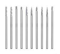 Lot de 10 fraises rotatives en carbure de tungstène 3 × 70 mm, embouts de meulage pour outil rotatif Dremel, sculpture sur bois (fente unique)