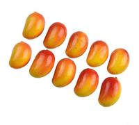 Lot de 10 fruits artificiels décoratifs en plastique réalistes pour table de cuisine, décoration d'intérieur, fête et arrangements de bricolage (mangue rouge)