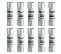 Lot de 10 fusibles, cylindrique 14 x 51 mm, 690 V 32 A, usage industriel et civil CF, intervention retardée, en céramique, stéatite, utilisation gG, puissance interruption (lk) 80KA